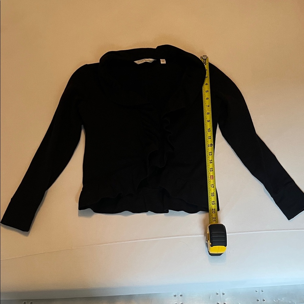 New York & Company Black Ruffle-Front Cardigan